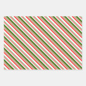 Rote, weiße, grüne WeihnachtsStreifen Inspiriert Geschenkpapier Set (Vorderseite 3)