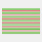 Rote, weiße, grüne WeihnachtsStreifen Inspiriert Geschenkpapier Set (Vorderseite)