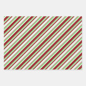 Rote, weiße, grüne, weiße, weiße Weihnachtsstreife Geschenkpapier Set (Vorderseite 3)