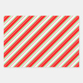 Rote, weiße, grüne, weiße, weiße Weihnachtsstreife Geschenkpapier Set (Vorderseite 2)