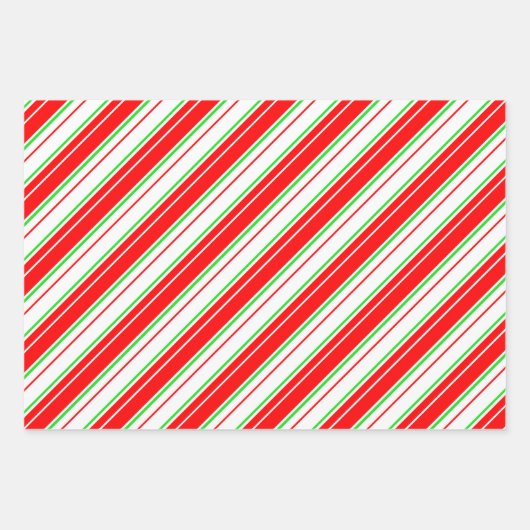 Rote, weiße, grüne, weiße, weiße Weihnachtsstreife Geschenkpapier Set (Vorderseite 2)