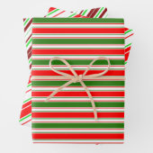 Rote, weiße, grüne, weiße, weiße Weihnachtsstreife Geschenkpapier Set (Beispiel)