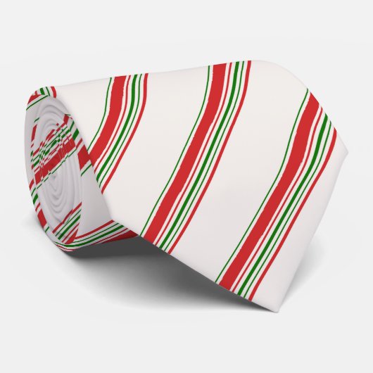 Rote weiße grüne Zuckerstange Stripes Krawatte (Gerollt)