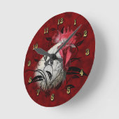 Rote weiße Hahn-Küchen-Wanduhr Runde Wanduhr (Winkel)