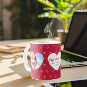 Rote weiße Herzen Foto Valentinstag Kaffeetasse