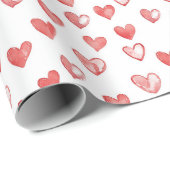 Rote Weiße Herzen Geschenkpapier (Rolleneckpunkt)