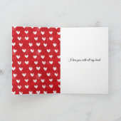 Rote Weiße Herzen Liebe Valentinstag Karte (Innenseite)