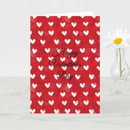 Rote Weiße Herzen Liebe Valentinstag Karte (Kleine Pflanze)