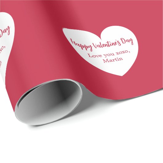 Rote weiße Herzen Valentinstag Geschenkpapier (Rolleneckpunkt)