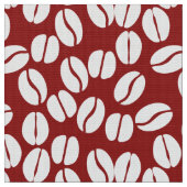 Rote weiße Kaffeebohnen Muster Stoff (Nahaufnahme)