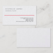 Rote weiße klassische Elegante Schlichte Perle Visitenkarte (Vorne/Hinten)