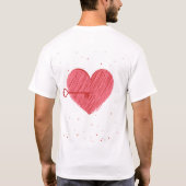 Rote weiße Liebe Niedliches Herz Moderner Valentin T-Shirt (Rückseite)