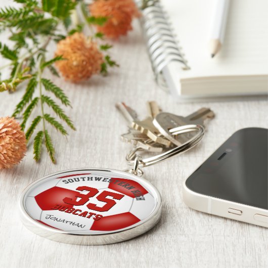 Rote weiße Mannschaft Farben Jungs Mädchen nennen Schlüsselanhänger (Seite)