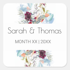 ROTE WEISSE & ORANGE FLÜGEL ELEGANTE WEDING QUADRATISCHER AUFKLEBER