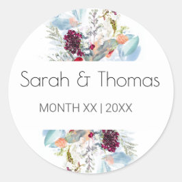 ROTE WEISSE & ORANGE FLÜGEL ELEGANTE WEDING RUNDER AUFKLEBER