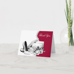 Rote Weiße Perlen High Heel Schuhe Danksagungskart Dankeskarte