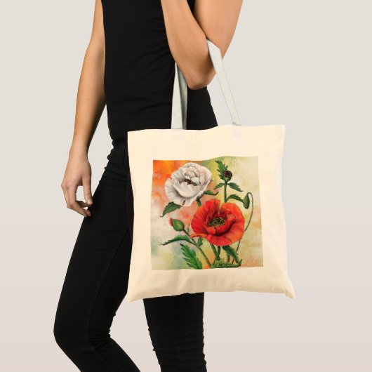 Rote weiße Pflaumen Tote Tasche - Malerei (Vorderseite (Produkt))