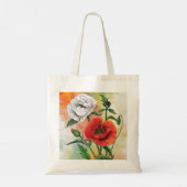Rote weiße Pflaumen Tote Tasche - Malerei (Rückseite)