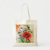 Rote weiße Pflaumen Tote Tasche - Malerei (Vorne)