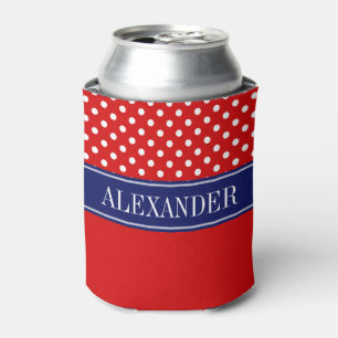 Rote Weiße Punkte CB Navy Namensmonogramm Dosenkühler
