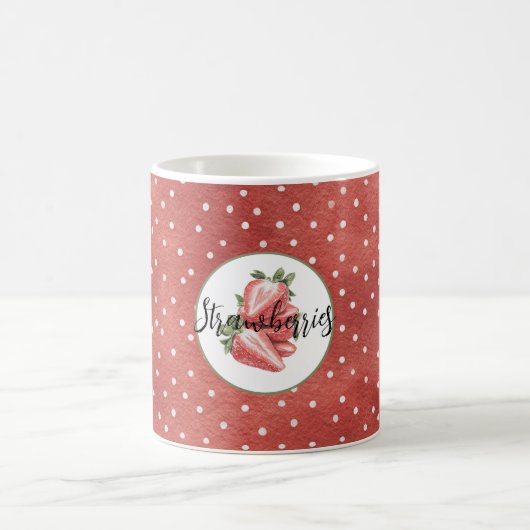 Rote Weiße Punkte Erdbeeren Obst Kaffeetasse (Mittel)