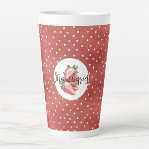 Rote Weiße Punkte Erdbeeren Obst   Milchtasse