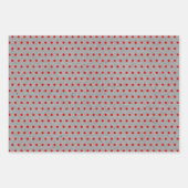 Rote weiße Punkte Imitate Grau Kraft Geschenkpapier Set (Vorderseite 2)