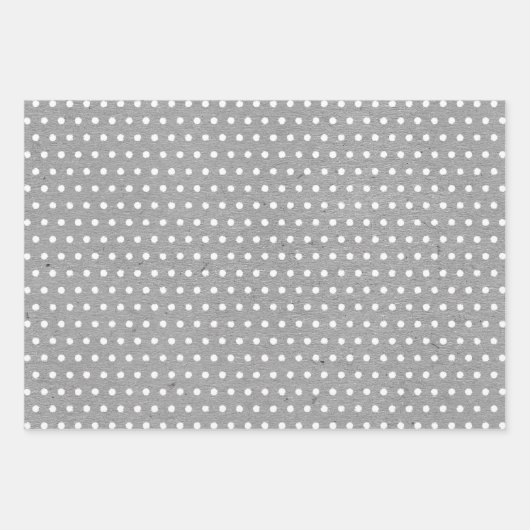 Rote weiße Punkte Imitate Grau Kraft Geschenkpapier Set (Vorderseite)