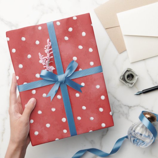 Rote Weiße Punkte Valentinstag Geschenkpapier (Schenken)