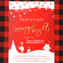 Rote, weiße Rentier Rustic Company Holiday Card
