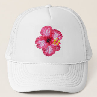 rote weiße rosa Hibiskusaloha Blume Truckerkappe
