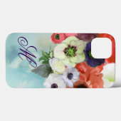 ROTE WEISSE ROSEN, BLUE ANEMON BLUME MONOGRAM Case-Mate iPhone HÜLLE (Rückseite (Horizontal))