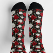 Rote weiße Rosen Blumenmuster Socken (Oben)