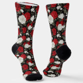 Rote weiße Rosen Blumenmuster Socken (Gewinkelt)