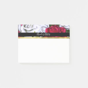 Rote & Weiße Rosen Shabby Chic Moderne Personalisi Post-it Klebezettel