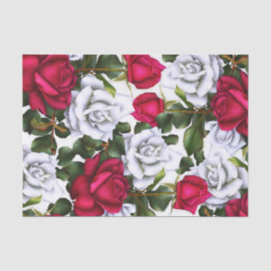 Rote & Weiße Rosen Shabby Chic Rustikal Moderner G Seidenpapier