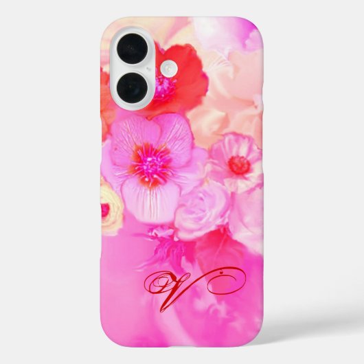 ROTE WEISSE ROSEN UND PINK ANEMONE BLUME MONOGRAM Case-Mate iPhone HÜLLE (Rückseite)