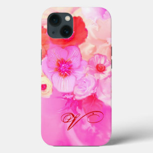 ROTE WEISSE ROSEN UND PINK ANEMONE BLUMEN MONOGRAM Case-Mate iPhone HÜLLE