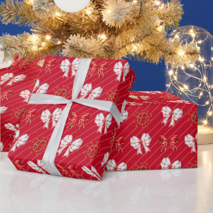 Rote Weiße Schleifen Weihnachten Geschenkpapier