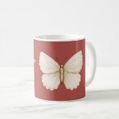 Rote Weiße Schmetterlingsträume Kaffeetasse (VorderseiteRechts)