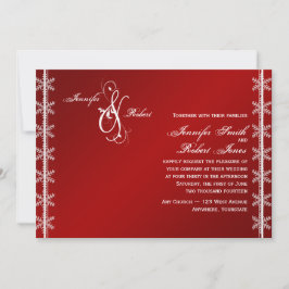 Rote weiße Schneeflocke-Winter-Hochzeits-Einladung Einladung