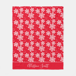 Rote weiße Schneeflocken Moderne Klassik Fleecedecke