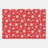 Rote weiße Schneeflocken Rentierfest Weihnachtsfei Geschenkpapier Set (Vorderseite)