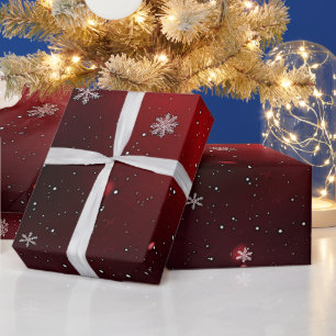 Rote/weiße Schneeflocken Weihnachten Geschenkpapier