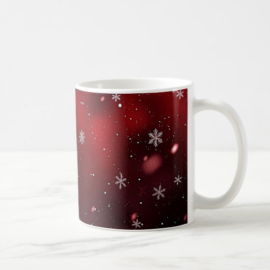 Rote/weiße Schneeflocken Weihnachten Kaffeetasse (Rechts)