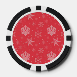 Rote weiße Schneeflocken Winterzeit Weihnachtsstim Pokerchips