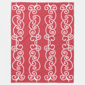 Rote weiße Schriftrollen Fleecedecke (Vorderseite)