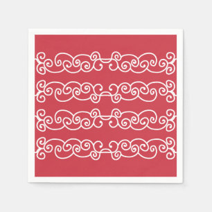 Rote weiße Schriftrollen Serviette