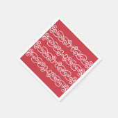 Rote weiße Schriftrollen Serviette (Ecke)