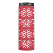 Rote weiße Schriftrollen Thermosbecher (Rückseite)